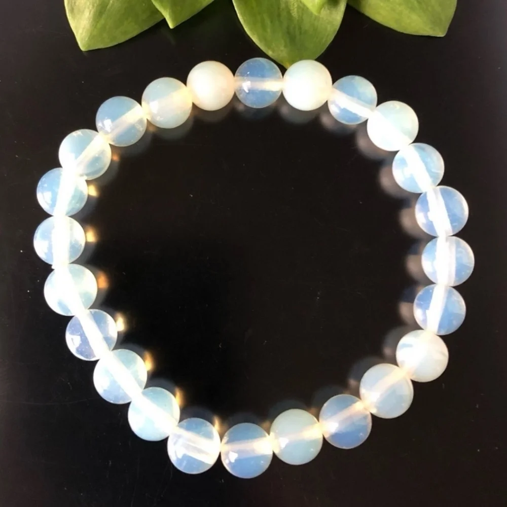 Opal 8mm Glass Beads Stretchable Bracelet